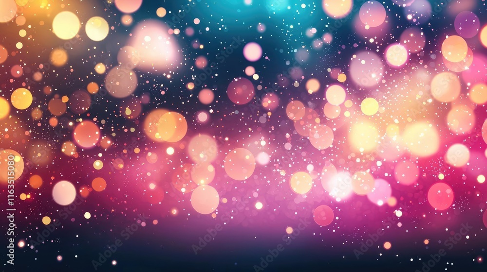 Poster Splatter abstract background concept. Colorful bokeh effect background with sparkling lights for design and creativity.