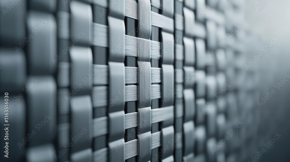 Poster Brushed abstract background concept. Close-up view of a textured woven pattern in metallic shades, showcasing intricate detail.