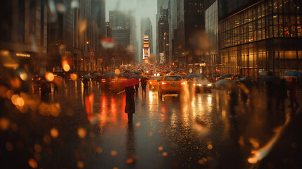 Obraz premium People with umbrellas in the rain.