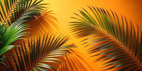 Obraz premium Tropical Palm Shadow Play on Orange Background