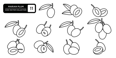 Marian plum icon collection, editable and resizable vector icon templates