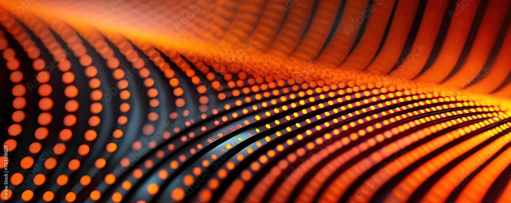 Aufkleber Brushed abstract background concept. Vibrant abstract design featuring flowing lines and dotted patterns in orange and black.