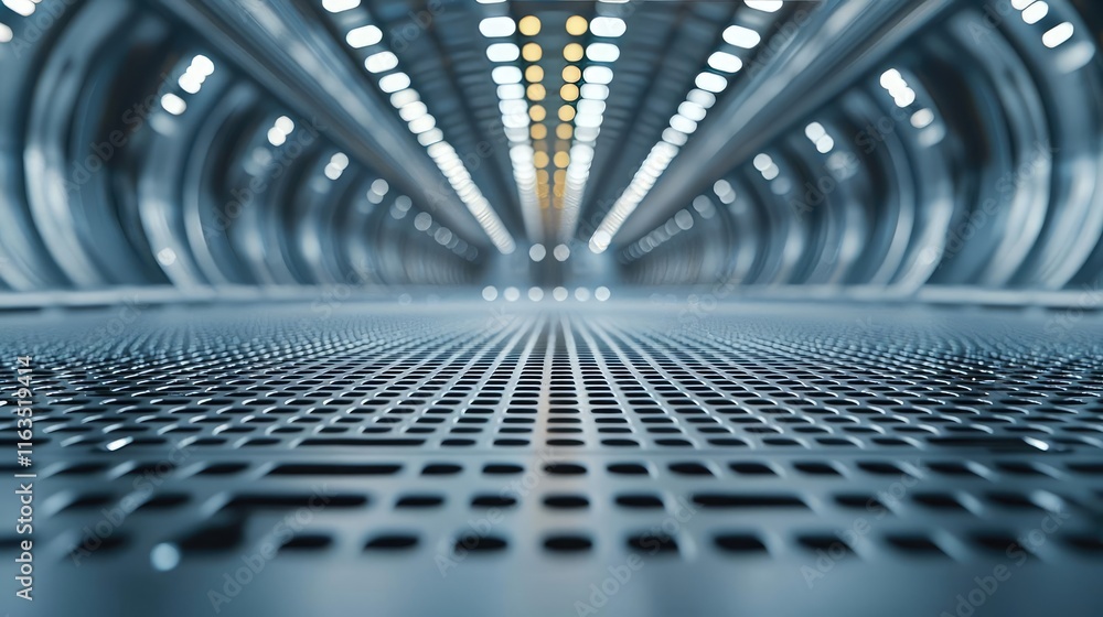 Aufkleber Brushed abstract background concept. Futuristic corridor with abstract patterns and bright lights creating a modern ambiance.