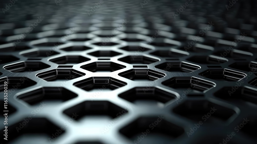 Aufkleber Brushed abstract background concept. Close-up of a metallic hexagonal mesh pattern in a modern design.