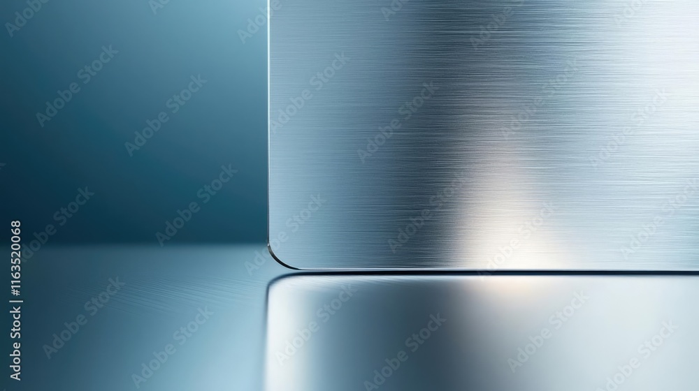 Poster Brushed abstract background concept. Close-up of a metallic surface with reflections and a sleek design showcasing modernity.