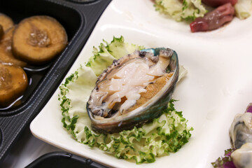 Korean seafood. Fresh abalone sashimi