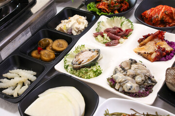 Korean seafood. Fresh abalone sashimi
