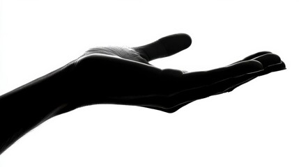 Elegant Black Hand Silhouette on White Background