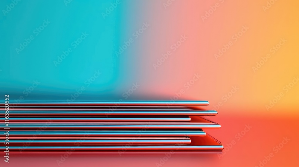 Poster brushed abstract background concept. colorful laptop stacks showcasing modern design and vibrant ton