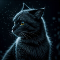 Beautiful black cat with brown eyes