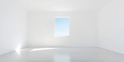 Empty Room with Single Window and Sunlight Stream