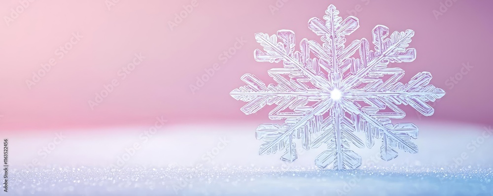 Aufkleber Snowflake abstract background idea. Delicate snowflake on soft surface, capturing winter's serene beauty and tranquility.