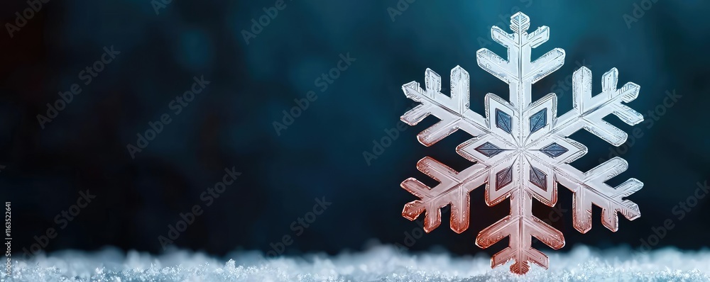 Aufkleber snowflake abstract background idea. a delicate snowflake rests on a soft bed of snow, reflecting win