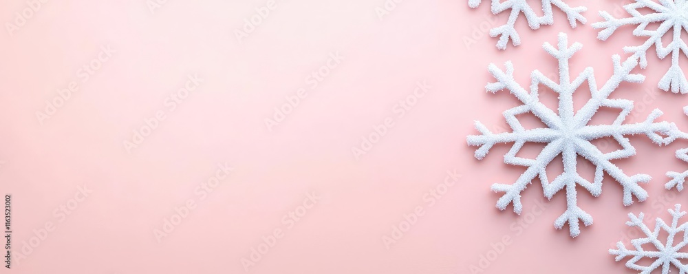 Poster snowflake abstract background idea. winter snowflakes on a soft pastel background, evoking a serene,