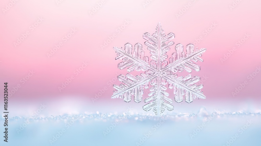 Poster snowflake abstract background idea. delicate snowflake on a pastel background, capturing winter's be