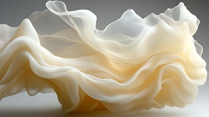 Creamy Draped Fabric Abstract Sculpture