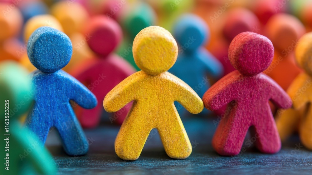 Poster optimistic support group with colorful figures