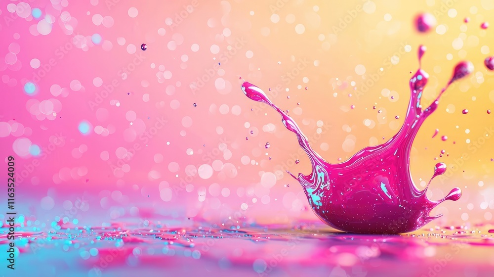 Leinwandbilder splatter abstract background concept. vibrant splash of pink paint against a colorful abstract backg
