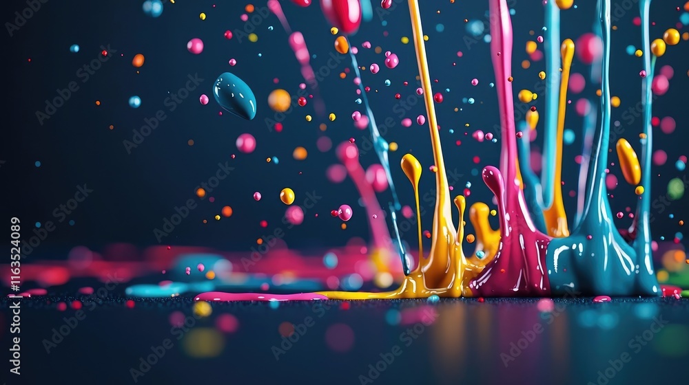Poster splatter abstract background concept. vivid splashes of paint in vibrant colors creating an artistic