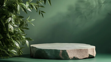  reen background podium product platform for nature beauty cosmetic stage scene