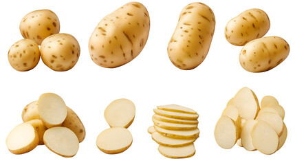 Potatoes: Whole and Sliced Isolated on Transparent Background png