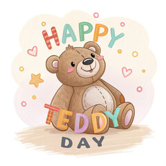 Obraz premium A cute teddy bear happy teddy day