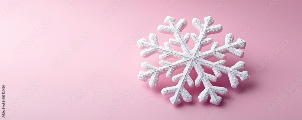 Aufkleber Snowflake abstract background idea. Delicate snowflake design against a soft pink background for winter-themed visuals.