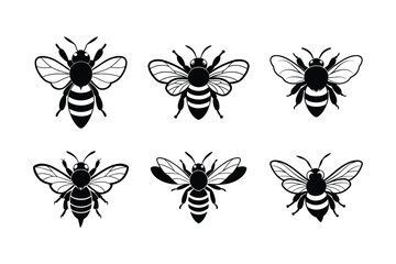 Bumblebee (Bombus) silhouette design, labeled linocut vector illustration.