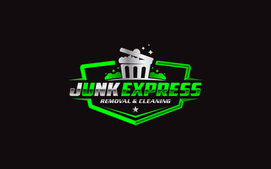 Illustration vector graphic of junk removal solution services logo design template