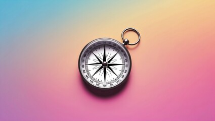 compass on a bright gradient background, symbolizing direction, navigation, and exploration with a modern, vibrant aesthetic to inspire adventure and discovery