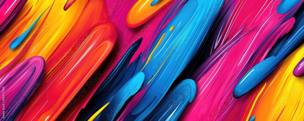 Poster Splatter abstract background concept. Vibrant abstract background with dynamic colors and fluid shapes creating an energetic feel.