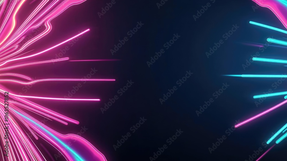 Poster splatter abstract background concept. abstract colorful neon light design with vibrant lines on a da