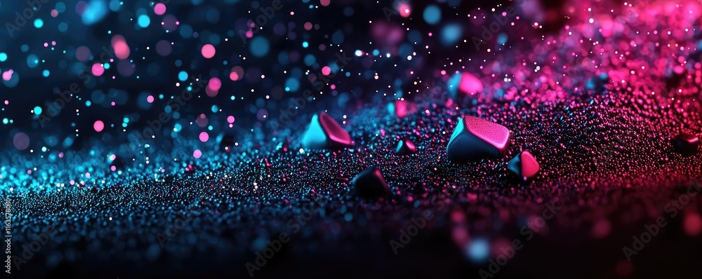 Poster Splatter abstract background concept. Vibrant color splashes and particles create an abstract visual experience.