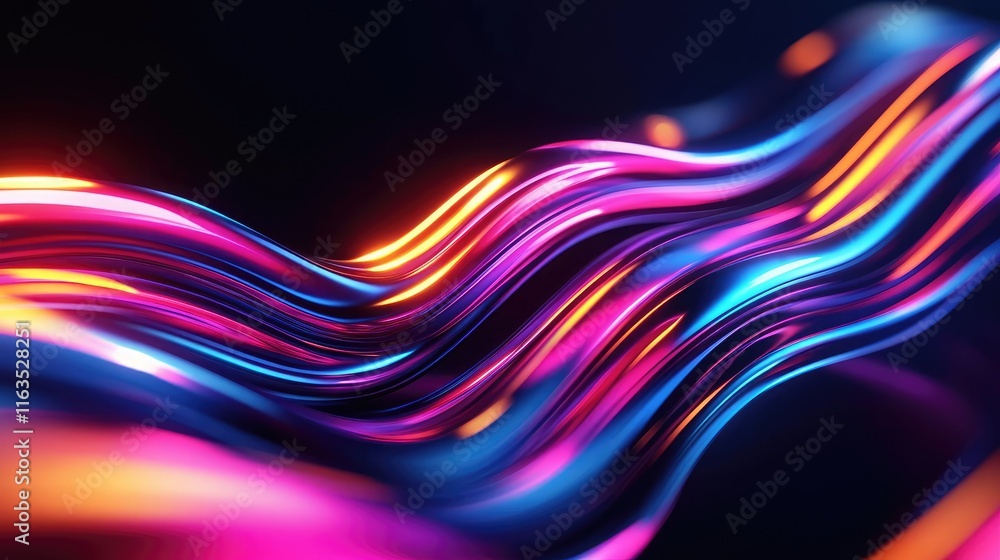 Poster Splatter abstract background concept. Vibrant abstract wave patterns with colorful neon light effects.