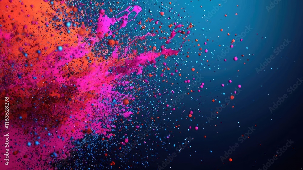 Aufkleber splatter abstract background concept. vibrant explosion of colored powder creating a dynamic, artist