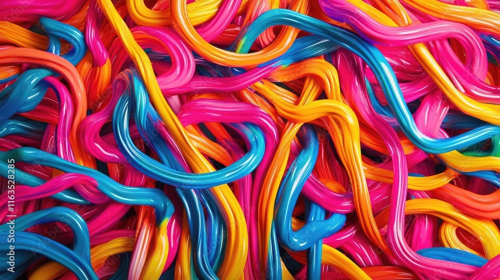 Poster Splatter abstract background concept. Colorful abstract strands of vibrant hues intertwining in dynamic patterns.