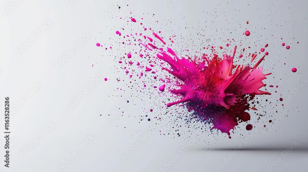 Poster splatter abstract background concept. a vibrant splash of pink paint against a minimalistic backdrop
