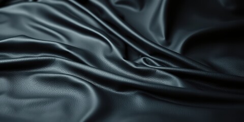 Obraz premium Dark Gray Leather Draped Luxuriously, Showing Texture and Soft Drape