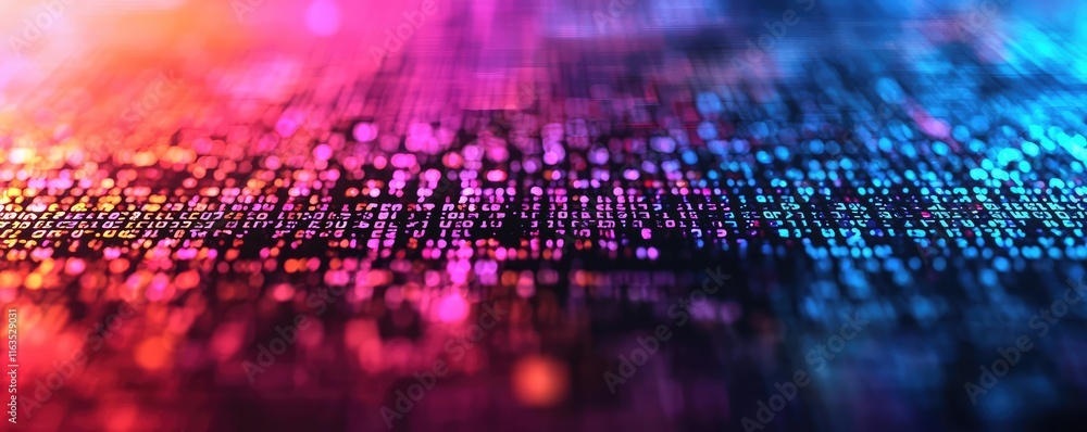Poster Splatter abstract background concept. Vibrant abstract digital background of colorful glowing dots and patterns.