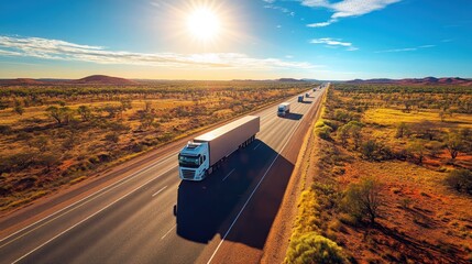 Trucks on a Desert Highway: Australian Outback Convoy