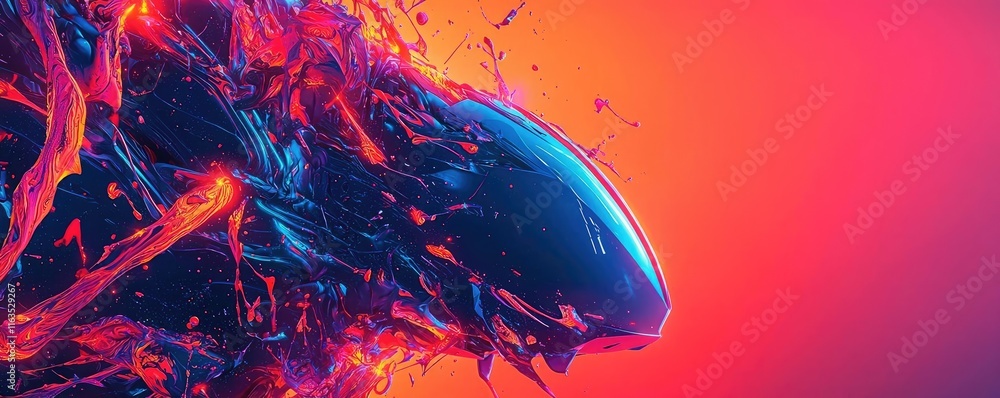 Poster Splatter abstract background concept. Abstract digital art with vibrant colors and fluid shapes, creating a dynamic visual experience.