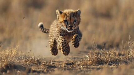 Cheetah Cub in Motion: A Breathtaking Wildlife Moment