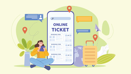 A modern depiction of ticket reservations, showcasing travel portals, booking interfaces, and seamless user experiences.