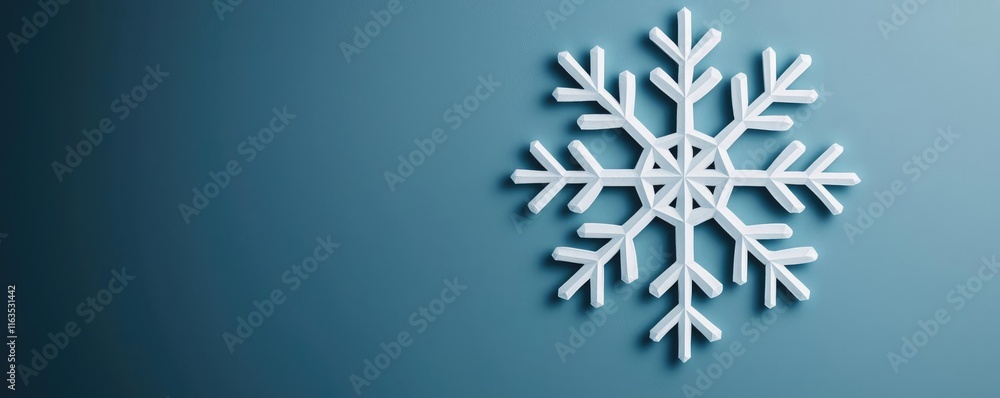 Poster snowflake abstract background idea. a delicate snowflake against a serene blue background, showcasin