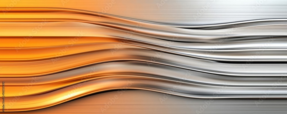 Aufkleber Brushed abstract background concept. Abstract waves in orange and silver create a modern and dynamic visual effect.