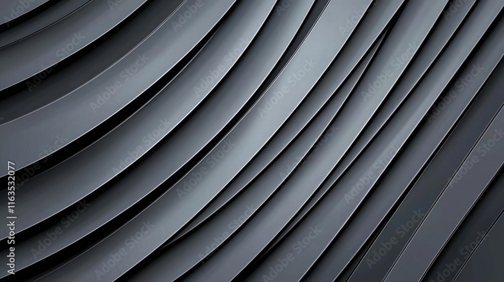 Poster Brushed abstract background concept. Abstract composition of curved, layered black panels creating a modern aesthetic.