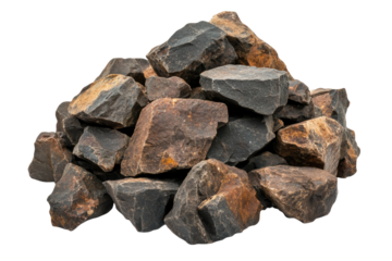 pile of rocks isolated on white or transparent background