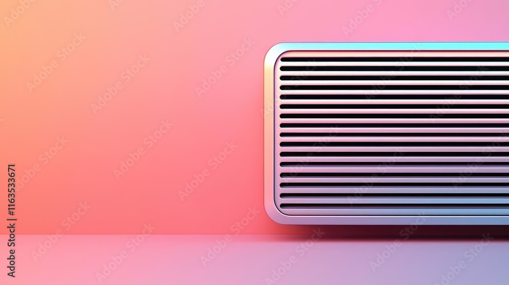 Poster Brushed abstract background concept. Modern air conditioning unit with sleek design and pastel background for cooling solutions.