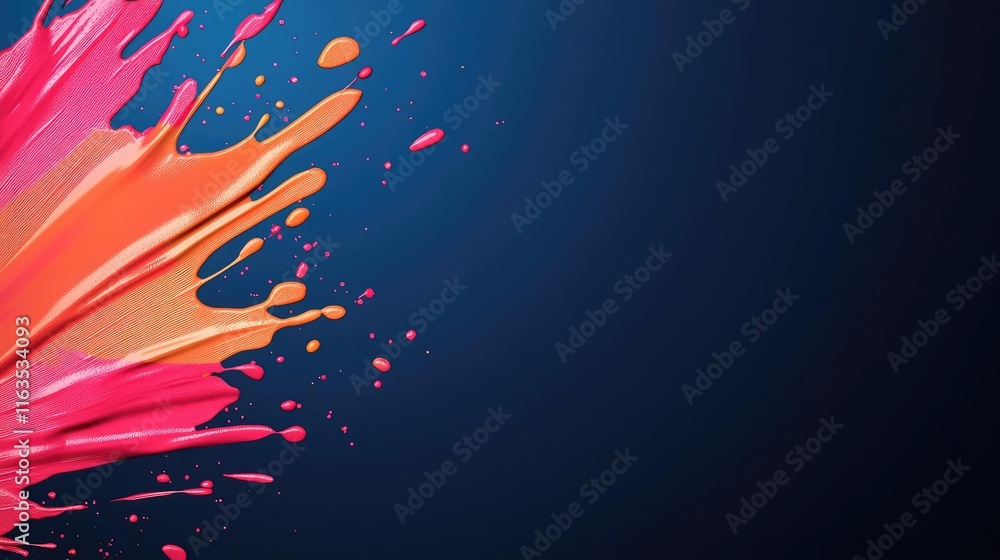 Poster splatter abstract background concept. vibrant splash of color on a dark background, perfect for crea