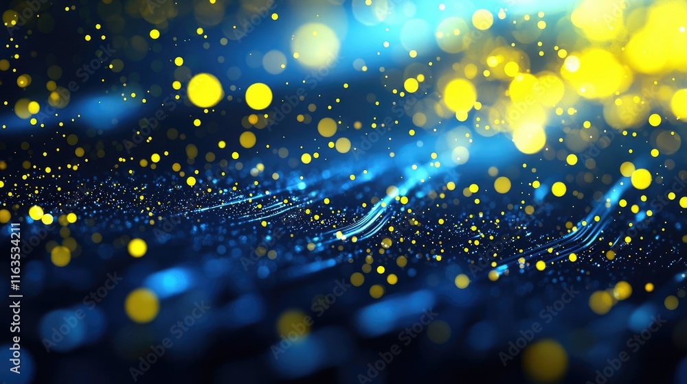 Poster splatter abstract background concept. vibrant abstract background featuring glowing blue and yellow 